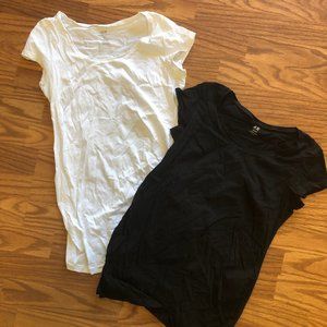 2 Maternity Shirts Solid Black, Solid White